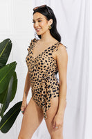 Marina West Swim Full Size Float On Ruffle Faux Wrap One-Piece in Leopard