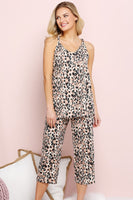 Plus Size Sleeveless V-neck Top and Pants Pajama Set