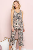 Plus Size Sleeveless V-neck Top and Pants Pajama Set