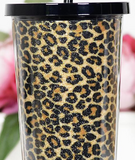 20 oz. Brown Leopard Glitter Tumbler with Straw