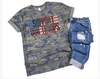 Camo "Support Our Troops" Flag Graphic Tee