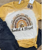 Thankful and Blessed Bleached Graphic Tee