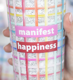 20 oz. Manifest Happiness Glitter Tumbler with Straw