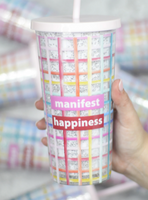 20 oz. Manifest Happiness Glitter Tumbler with Straw