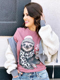 Mauve Sloth with Coffee Shirt