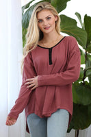 Soft Thermal Tunic Top with Contrast Details (2 color options)