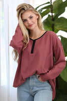 Soft Thermal Tunic Top with Contrast Details (2 color options)