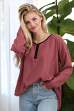 Soft Thermal Tunic Top with Contrast Details (2 color options)