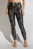 Black Snakeskin Foil Yoga Leggings