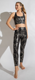 Black Snakeskin Foil Yoga Leggings