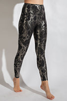 Black Snakeskin Foil Yoga Leggings