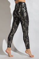 Black Snakeskin Foil Yoga Leggings