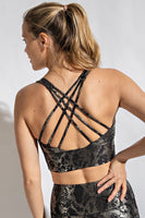 Black Snake Foil Printed Strappy Back Padded Bralette