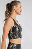 Black Snake Foil Printed Strappy Back Padded Bralette